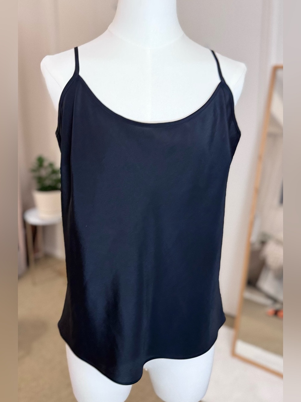 Talbots Black Satin Slip Cami Tank – Size 12 – Elegant Minimalist Closet Staple